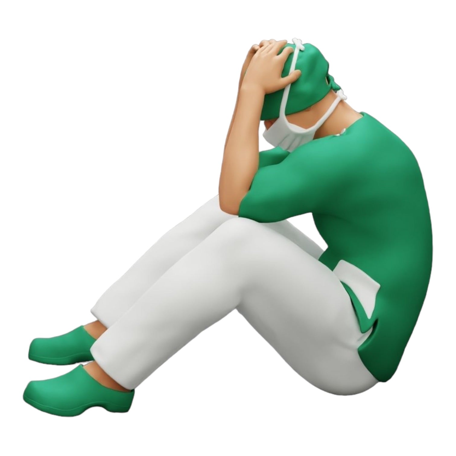 Photo de produit de modélisme diorama 0 : Chirurgien pensif assis au sol après une intervention ratée (Réf n° A31)