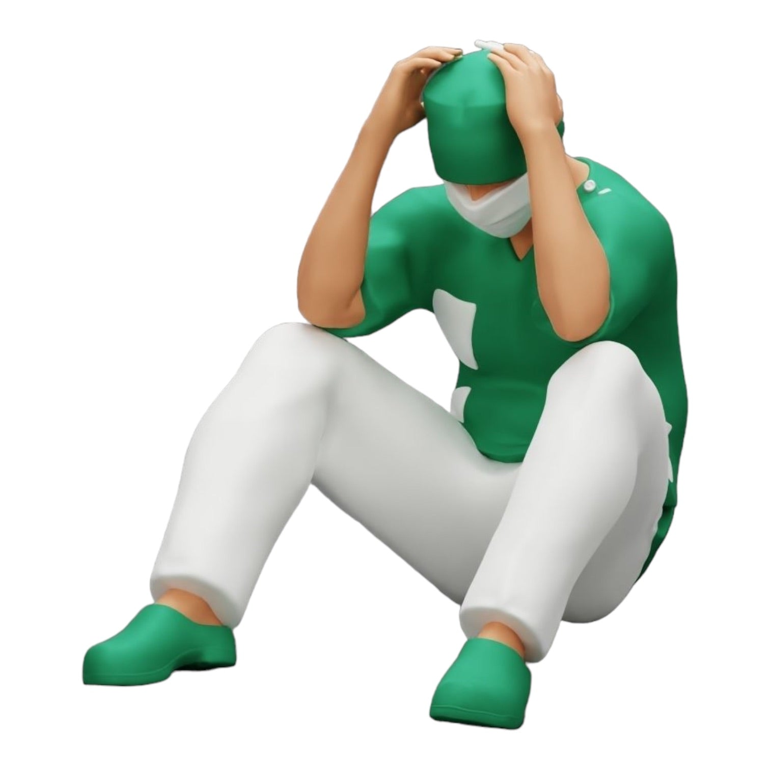 Photo de produit de modélisme diorama 0 : Chirurgien pensif assis au sol après une intervention ratée (Réf n° A31)