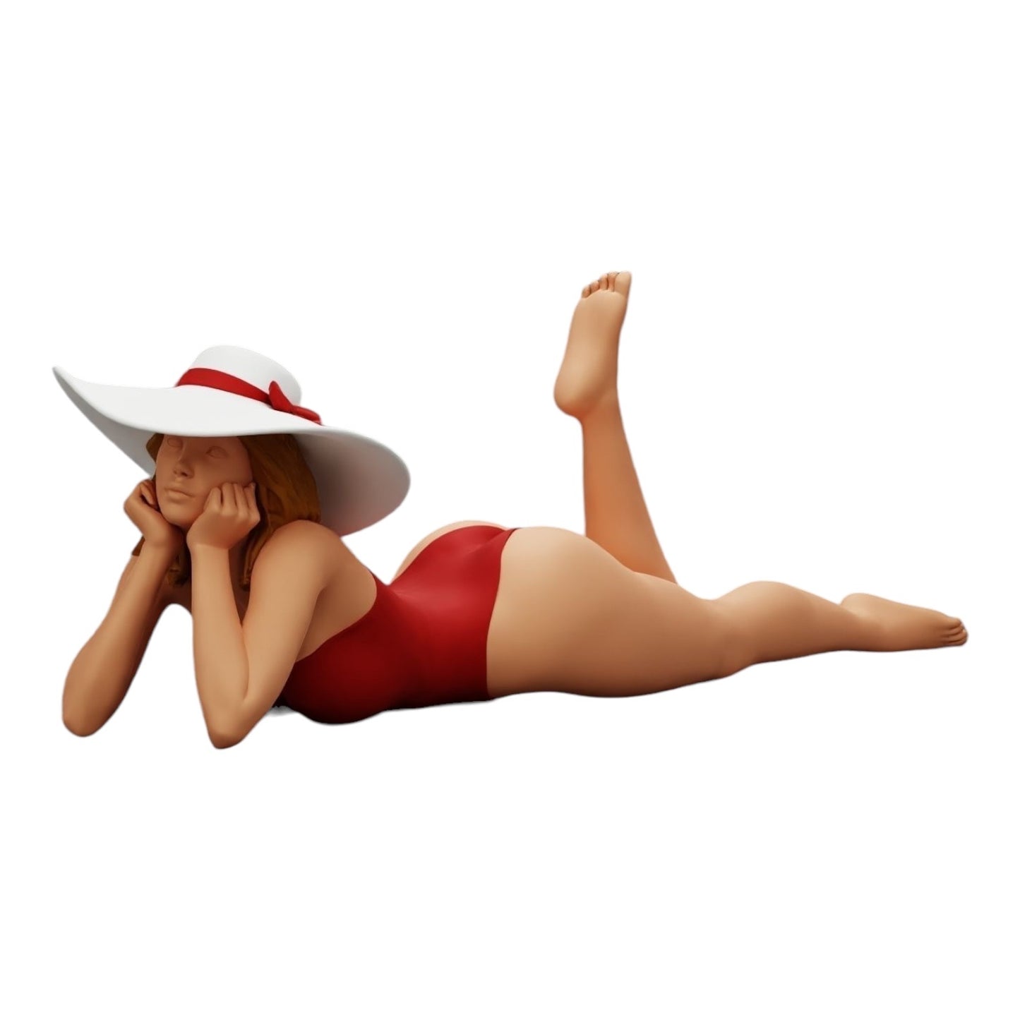 Photo de produit de modélisme diorama 0 : Femme en maillot de bain et chapeau de soleil en vacances allongée sur la plage (Ref Nr. A32)