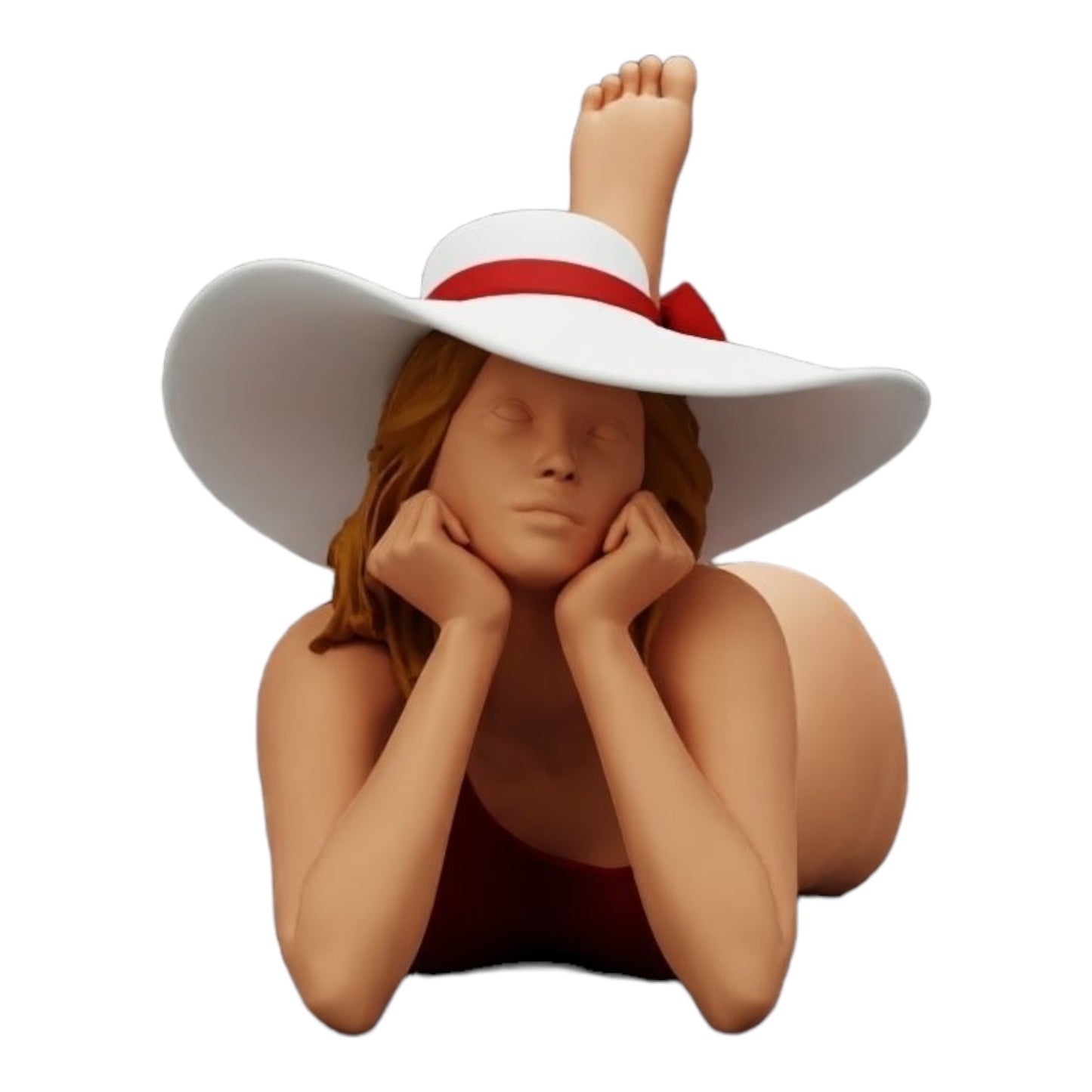 Photo de produit de modélisme diorama 0 : Femme en maillot de bain et chapeau de soleil en vacances allongée sur la plage (Ref Nr. A32)