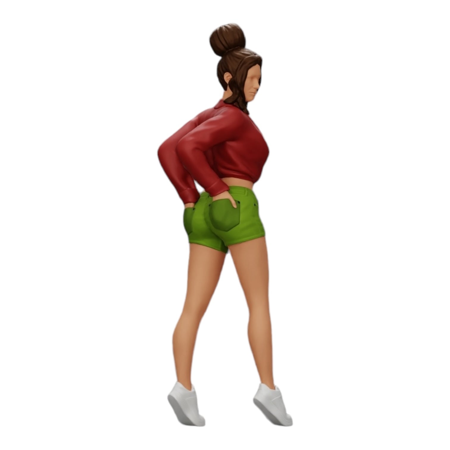 Diorama modélisme photo produit 0 : Fille sexy en shorts et mini-shirt ouvert avec les mains dans la poche arrière (Réf n° A38)