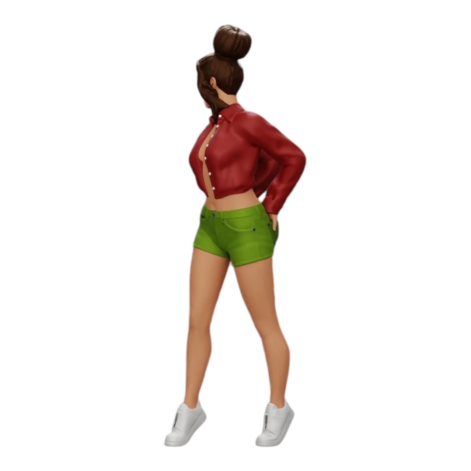 Diorama modélisme photo produit 0 : Fille sexy en shorts et mini-shirt ouvert avec les mains dans la poche arrière (Réf n° A38)