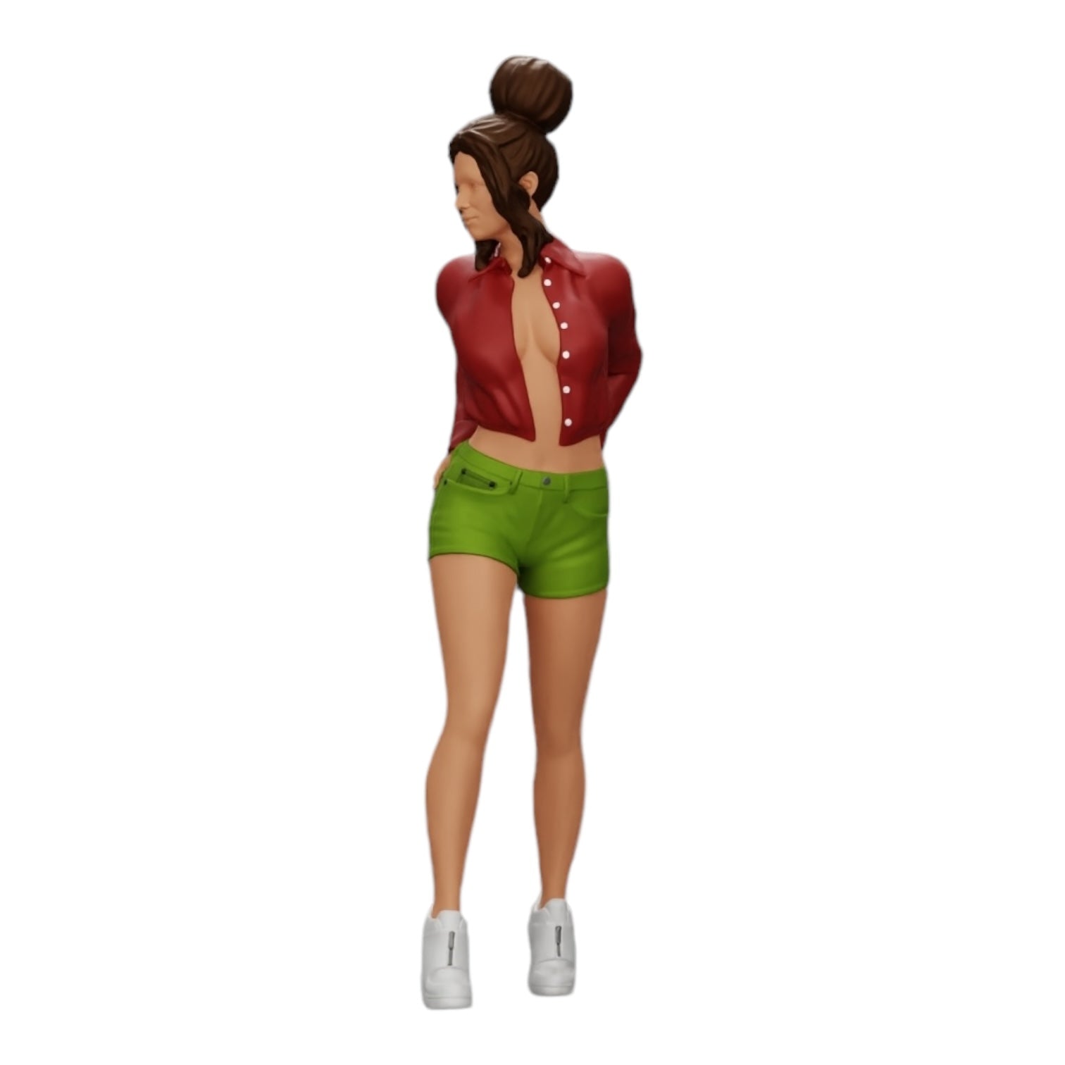 Diorama modélisme photo produit 0 : Fille sexy en shorts et mini-shirt ouvert avec les mains dans la poche arrière (Réf n° A38)