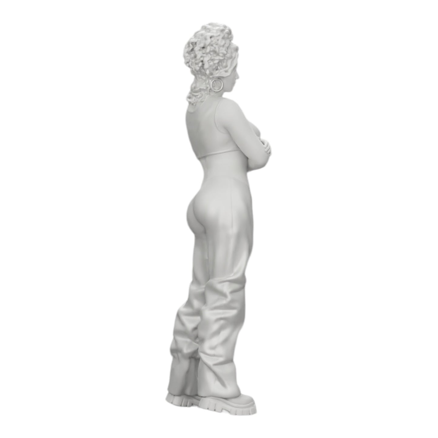 Photo de produit de modélisme diorama 0 : Fille aux cheveux bouclés en pantalon large avec les bras croisés (Ref Nr. A39)
