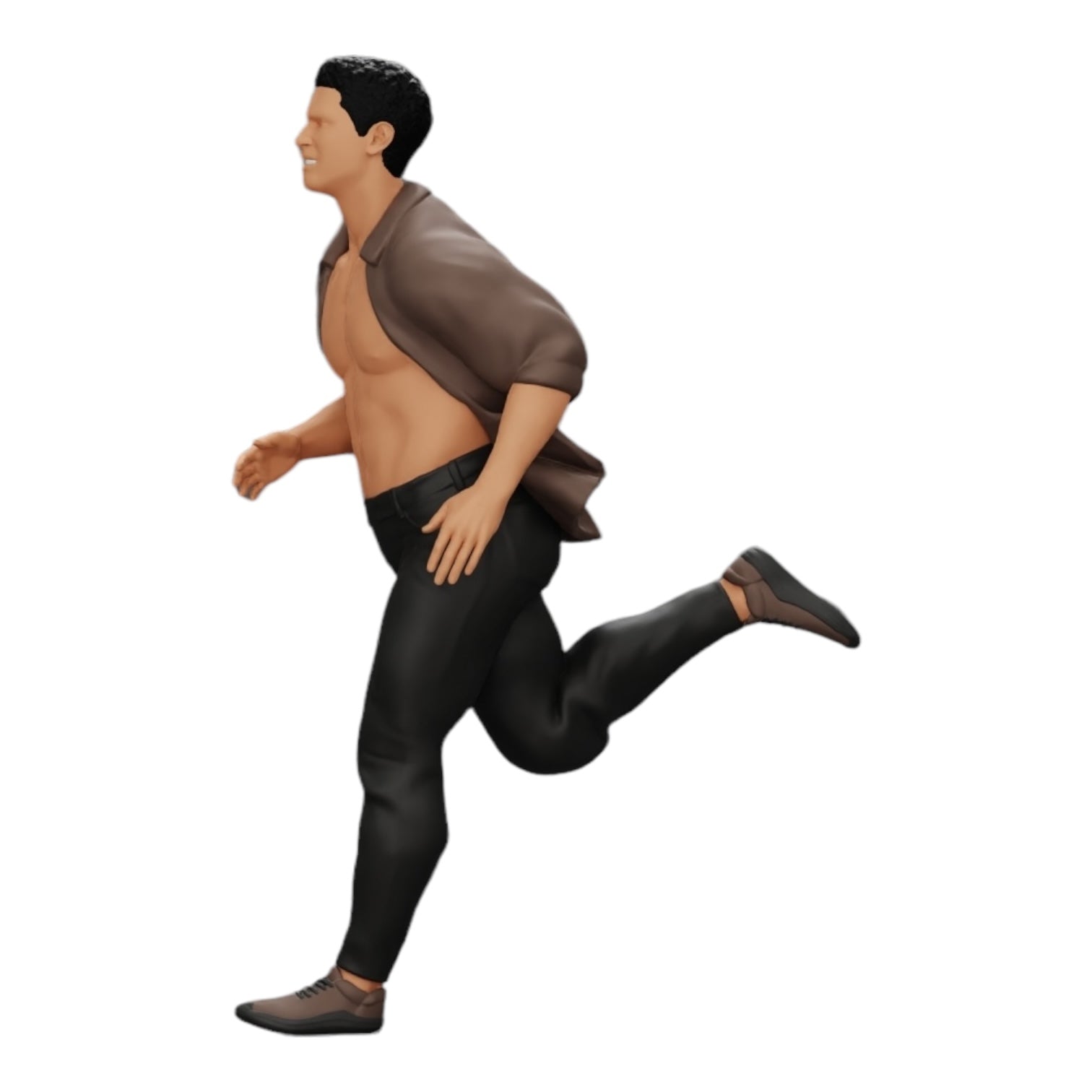 Photo de produit de diorama : homme en chemise ouverte fuyant son arrestation (Ref Nr. A41)