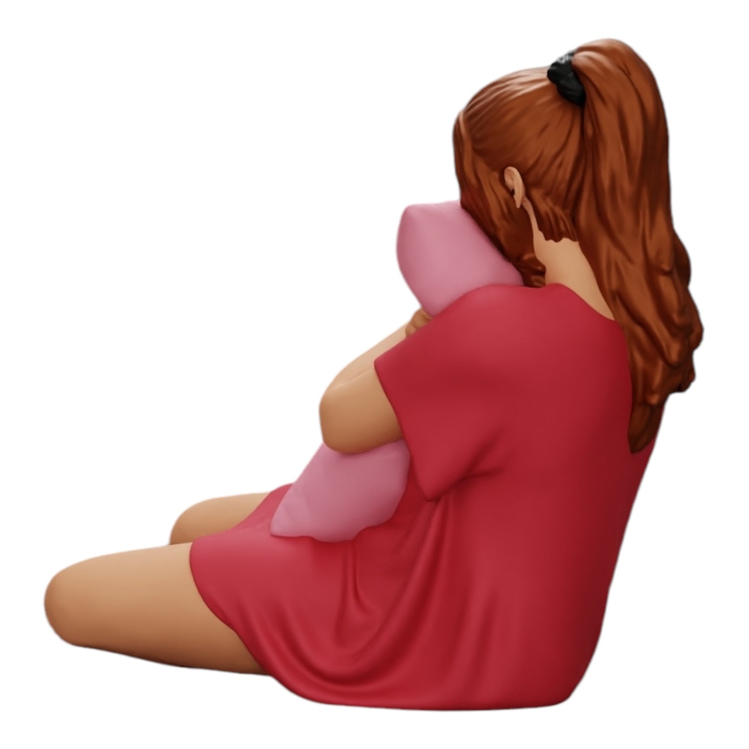 Diorama modélisme photo produit 0 : Fille regarde un film d'horreur et tient un coussin (Réf n° A43)