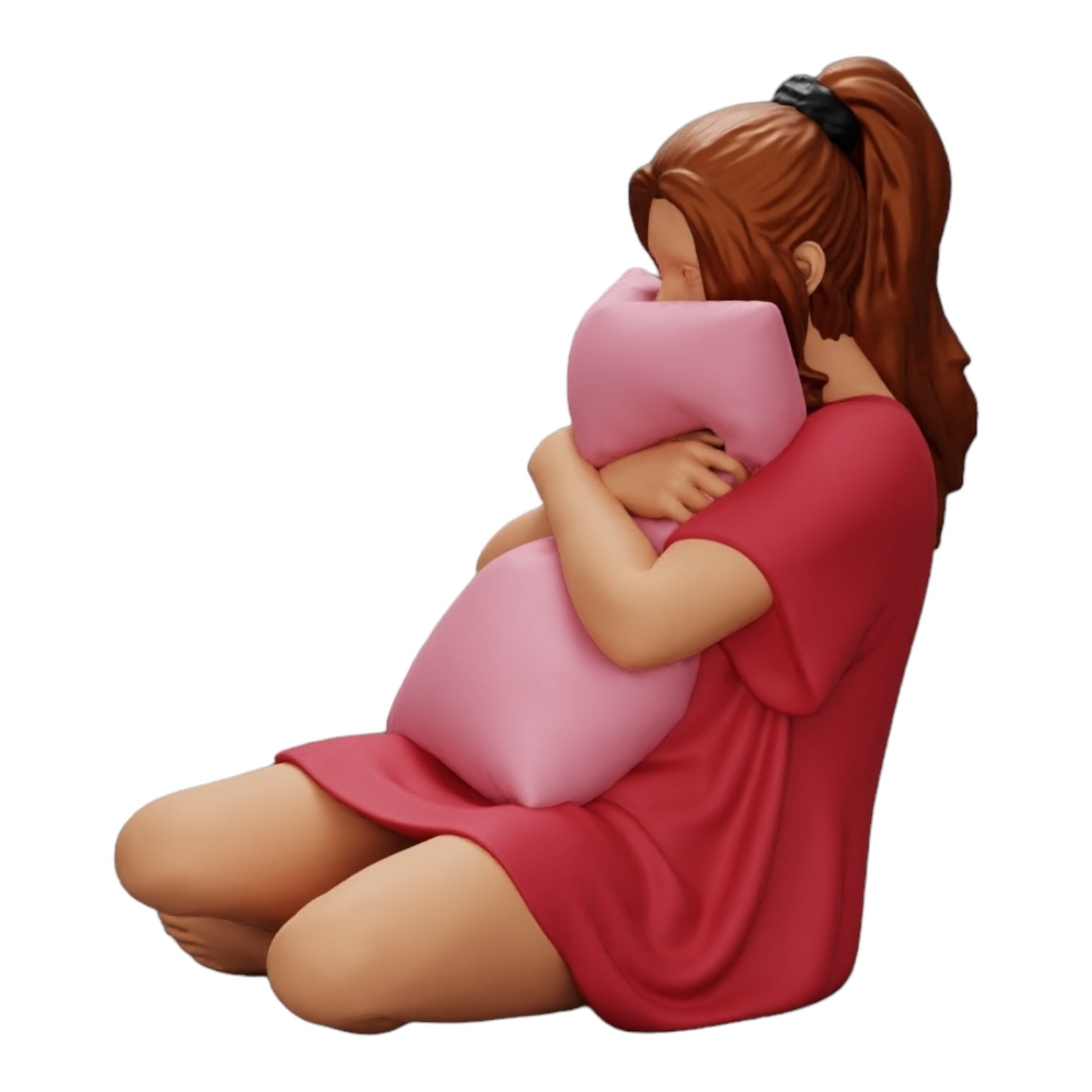 Diorama modélisme photo produit 0 : Fille regarde un film d'horreur et tient un coussin (Réf n° A43)