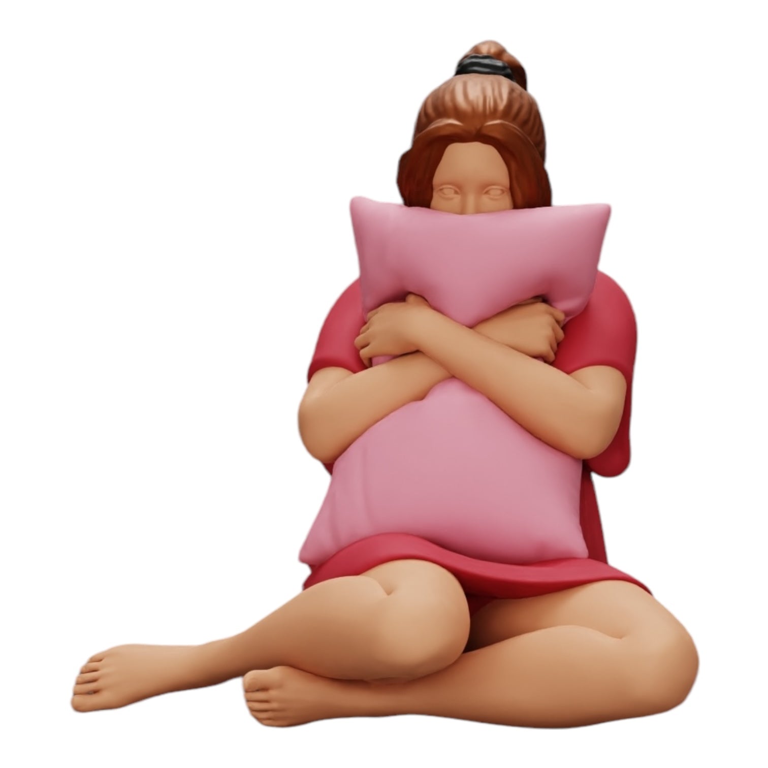 Diorama modélisme photo produit 0 : Fille regarde un film d'horreur et tient un coussin (Réf n° A43)