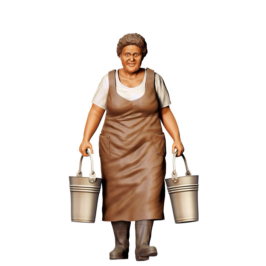 Figurine miniature : Femme du fermier avec seaux - Vieux fermier au travail (n° 302)