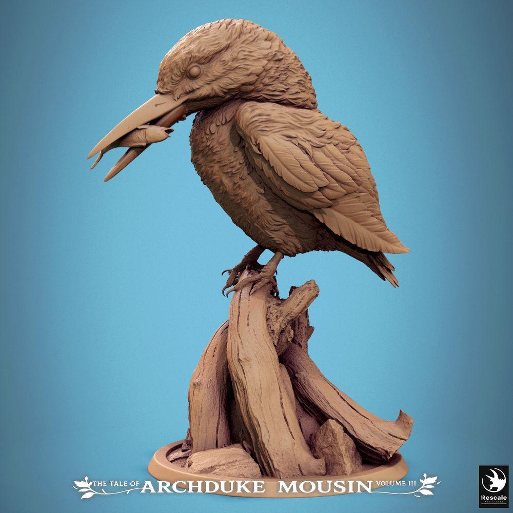 Photo de produit Tabletop 28mm Lord of the Print (LotP) 0 : Miniature Tabletop : Martin-pêcheur, oiseau de chasse sur une branche avec une proie dans le bec, compagnon animal et familier, oiseau totem, miniature de bête pour Wargaming, jeux de rôle et dioramas (25_07_F3)