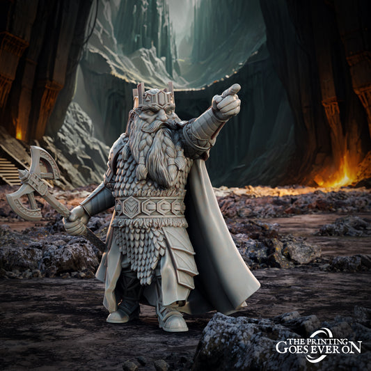 Photo du produit Tabletop 28mm The Printing Goes Ever On (TPGEO) 0 : Chef nain - Roi Barwin - Souverain du royaume nain