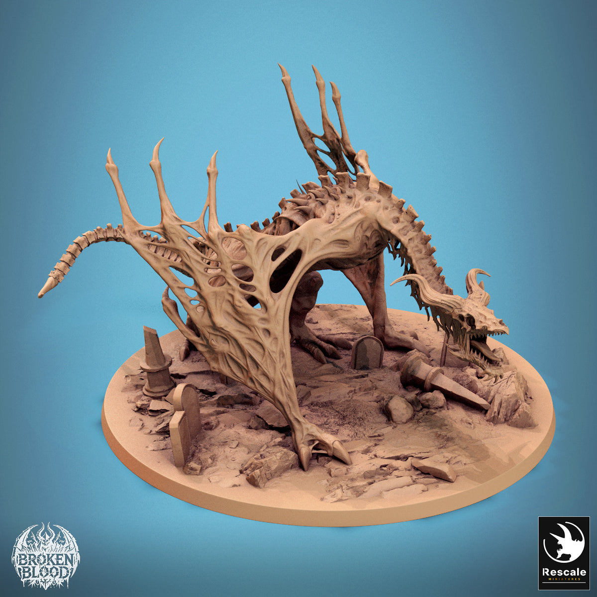 Photo de produit Tabletop 28mm Lord of the Print (LotP) 0 : Miniature Tabletop : Wyverne squelettique morte-vivante, dragon des os et bête de tombeau, créature boss - Bann Wyvern (24_11_E1)