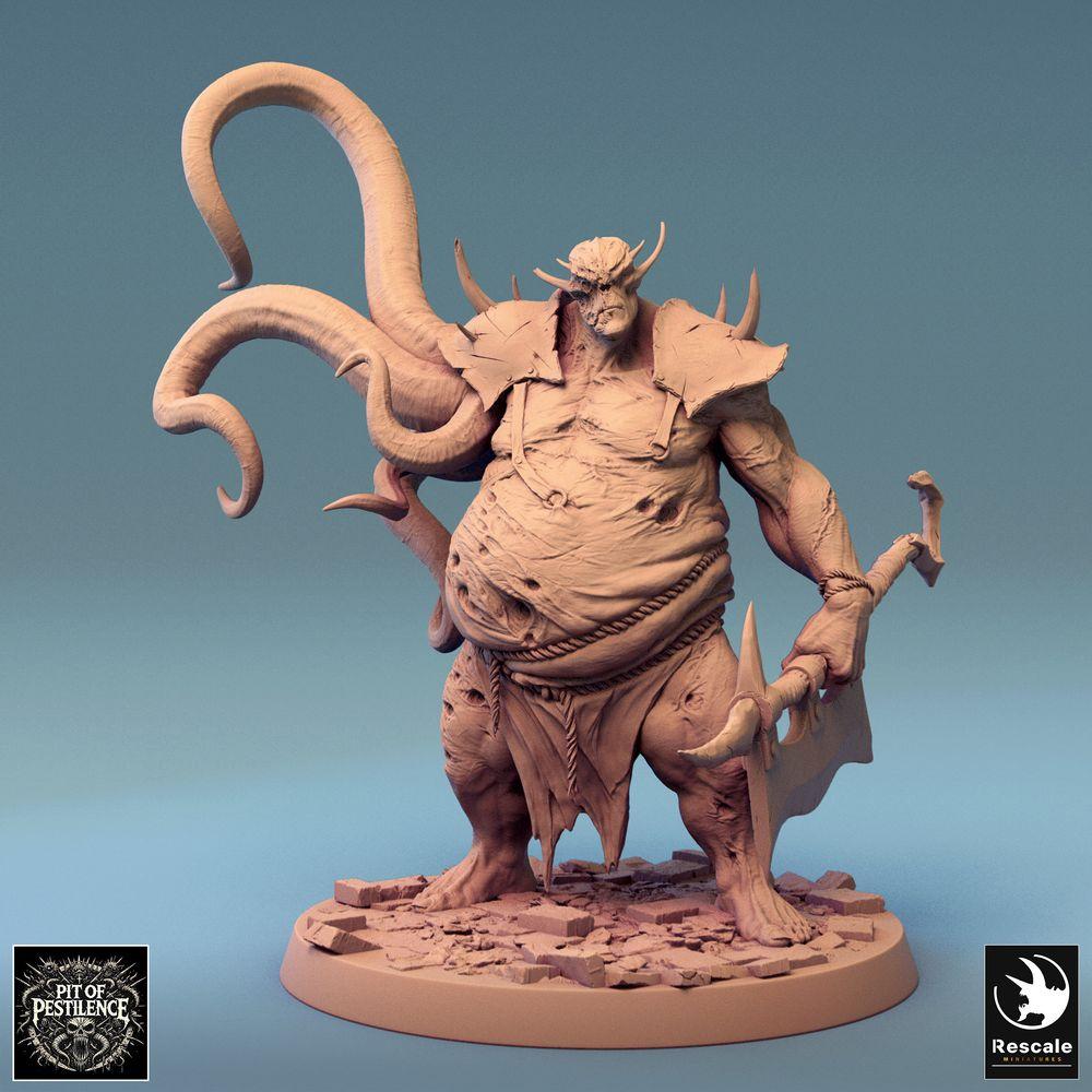 Photo de produit Tabletop 28mm Lord of the Print (LotP) 0 : Miniature Tabletop : Démon Exécuteur Corrompu avec hache à crochets - Monstre tentaculaire, bête du Chaos, monstre boss (Corrupt Executioner D1) (24_08_D1)