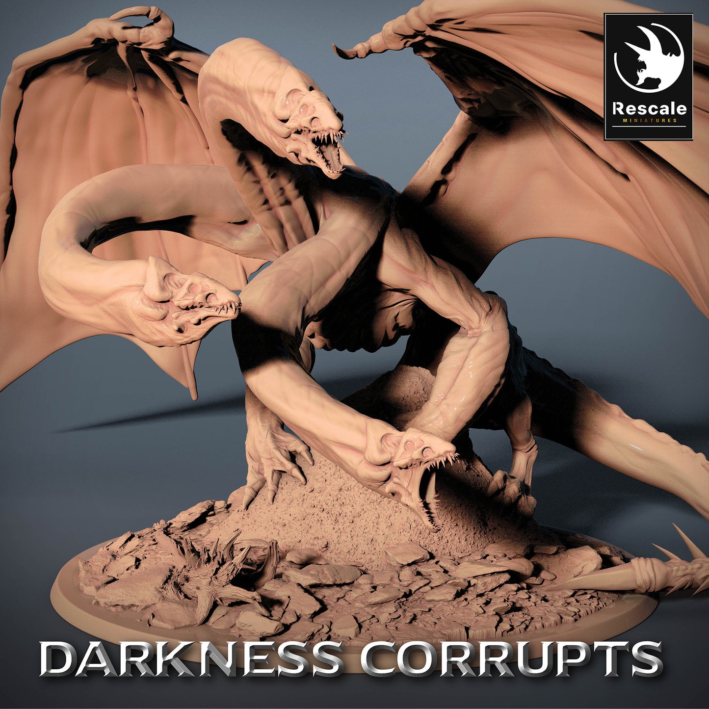 Image du produit 5 sur 5 : Miniature de Tabletop : Hydra - hydre à plusieurs têtes, progéniture démoniaque de dragon avec ailes membraneuses, monstre boss des enfers (23_07_A)
