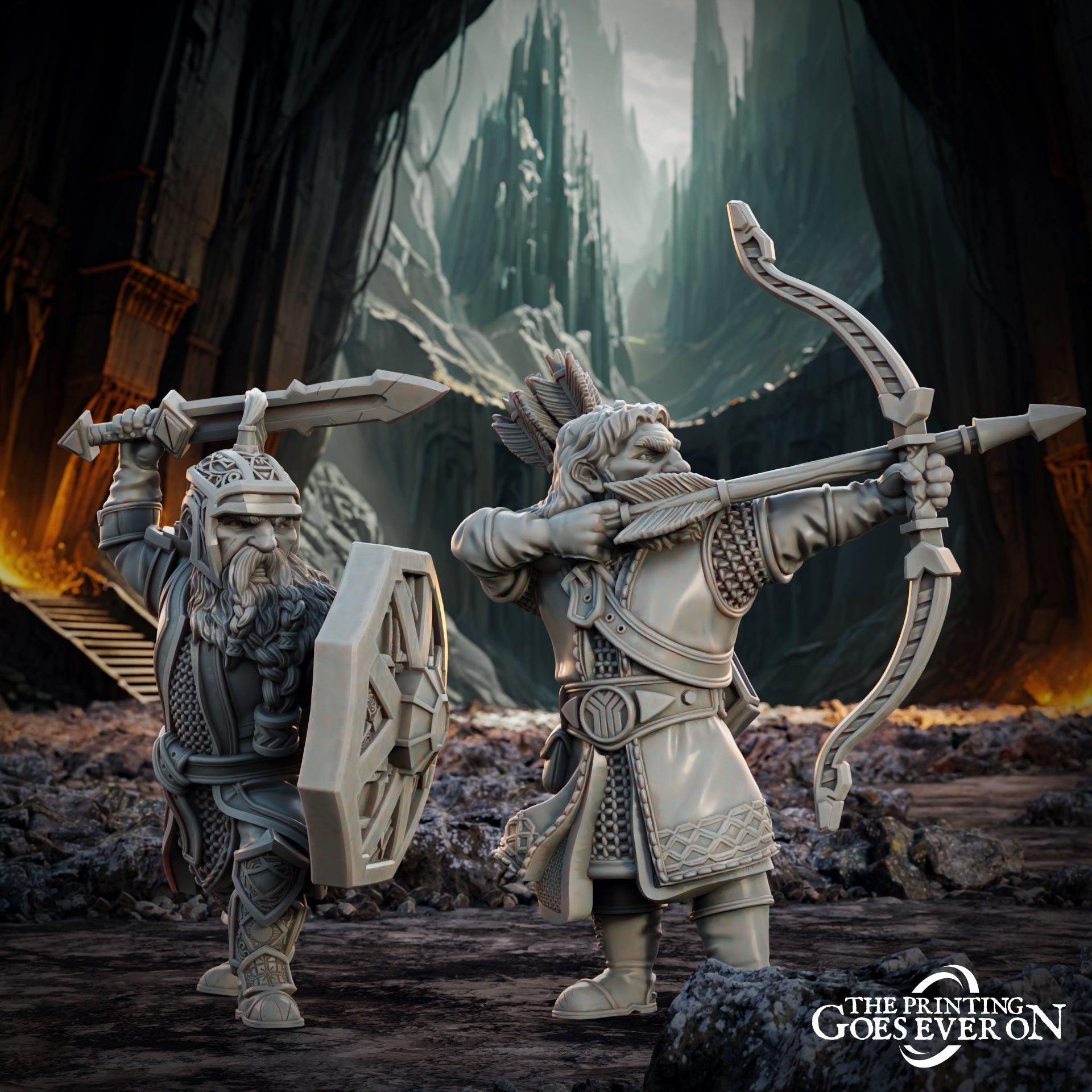 Photo de produit Tabletop 28mm The Printing Goes Ever On (TPGEO) 0 : Héros nains - Drafnar et Murdan - Guerriers légendaires du royaume nain
