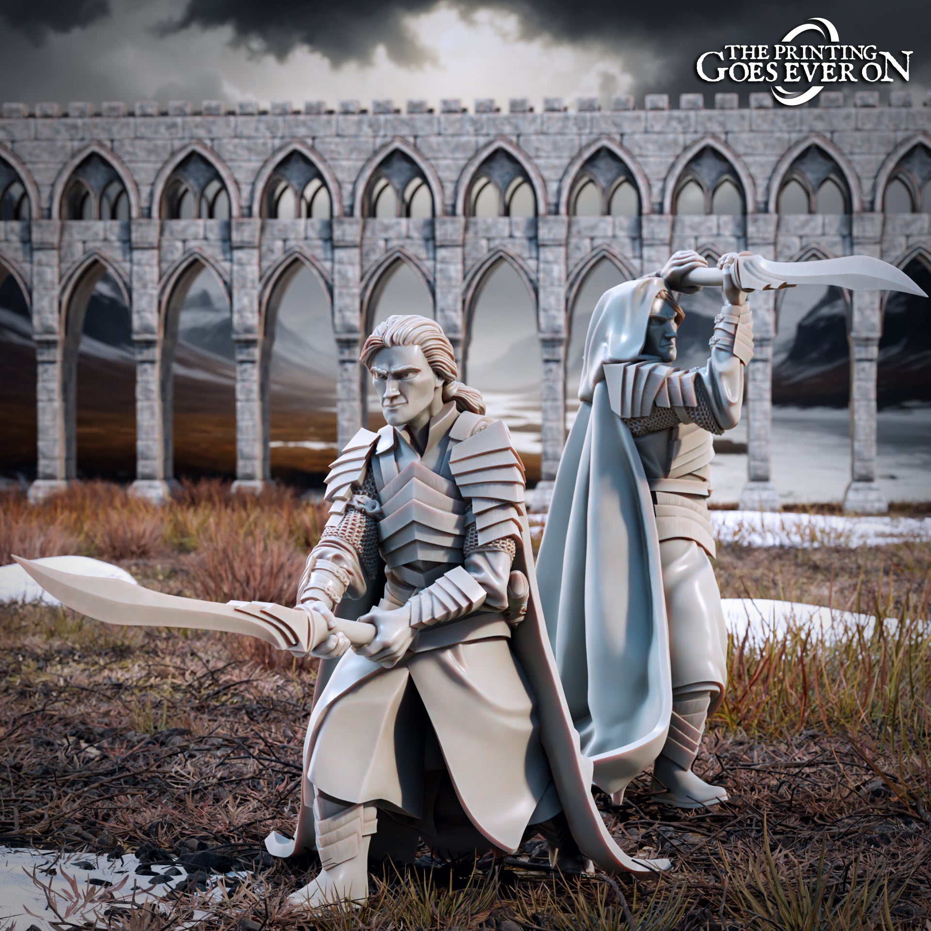 Photo de produit Tabletop 28mm The Printing Goes Ever On (TPGEO) 0 : Frères Elfes - Cavaliers et à pied : Héros courageux des Elfes