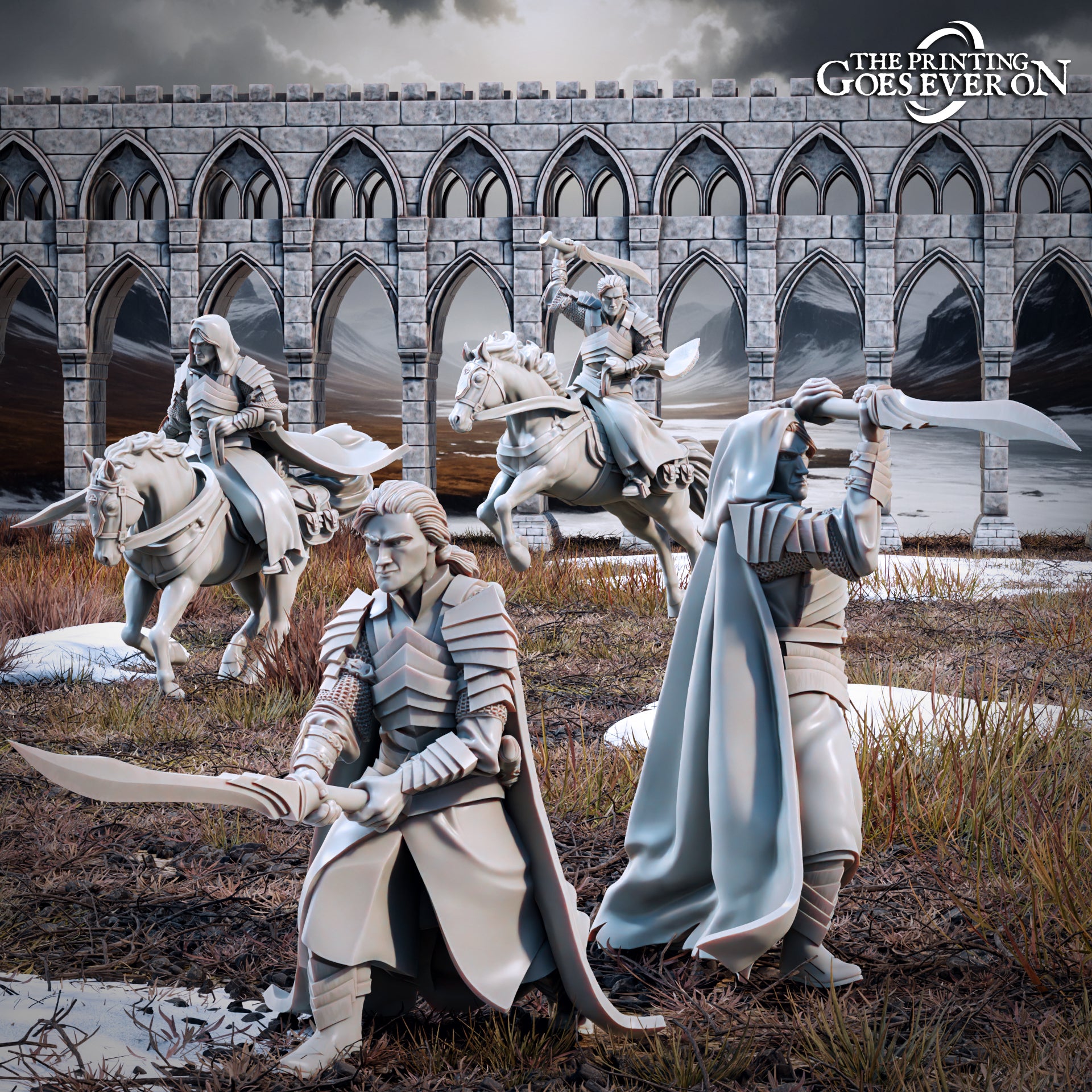 Photo de produit Tabletop 28mm The Printing Goes Ever On (TPGEO) 0 : Frères Elfes - Cavaliers et à pied : Héros courageux des Elfes