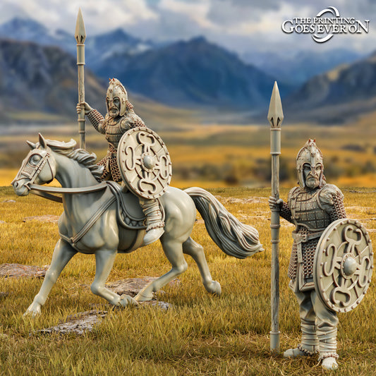 Photo du produit Tabletop 28mm The Printing Goes Ever On (TPGEO) 0 : Eowar, Roi des Marches - À pied et à cheval - Roi puissant