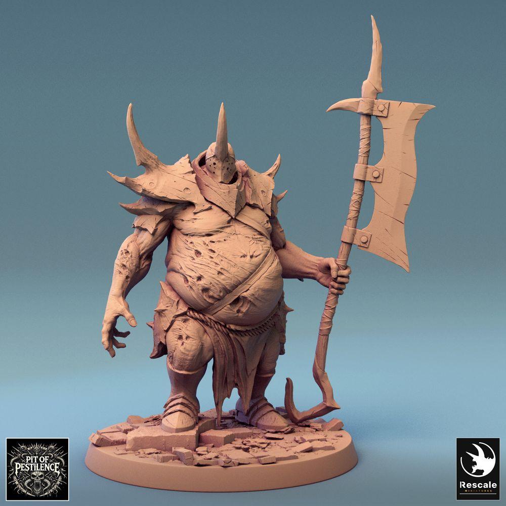 Photo de produit Tabletop 28mm Lord of the Print (LotP) 0 : Miniature Tabletop : Oger-Henker monstrueux avec hallebarde - Guerrier du Chaos, Ogre de la Peste, Champion pourri (24_08_D5)