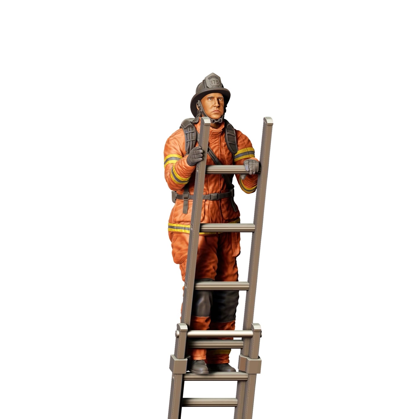 Diorama Modellbau Produktfoto 0: Feuerwehrmann Amerikanisch - Klettert Leiter hoch (Ref. Nr. 307)