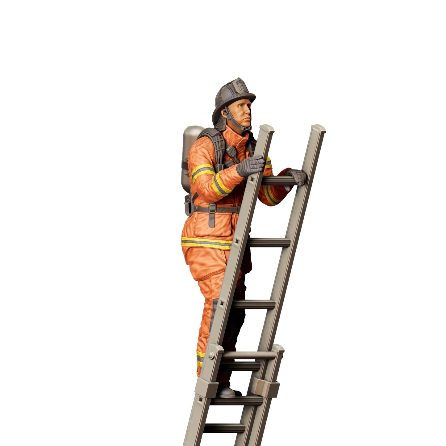 Diorama Modellbau Produktfoto 0: Feuerwehrmann Amerikanisch - Klettert Leiter hoch (Ref. Nr. 307)