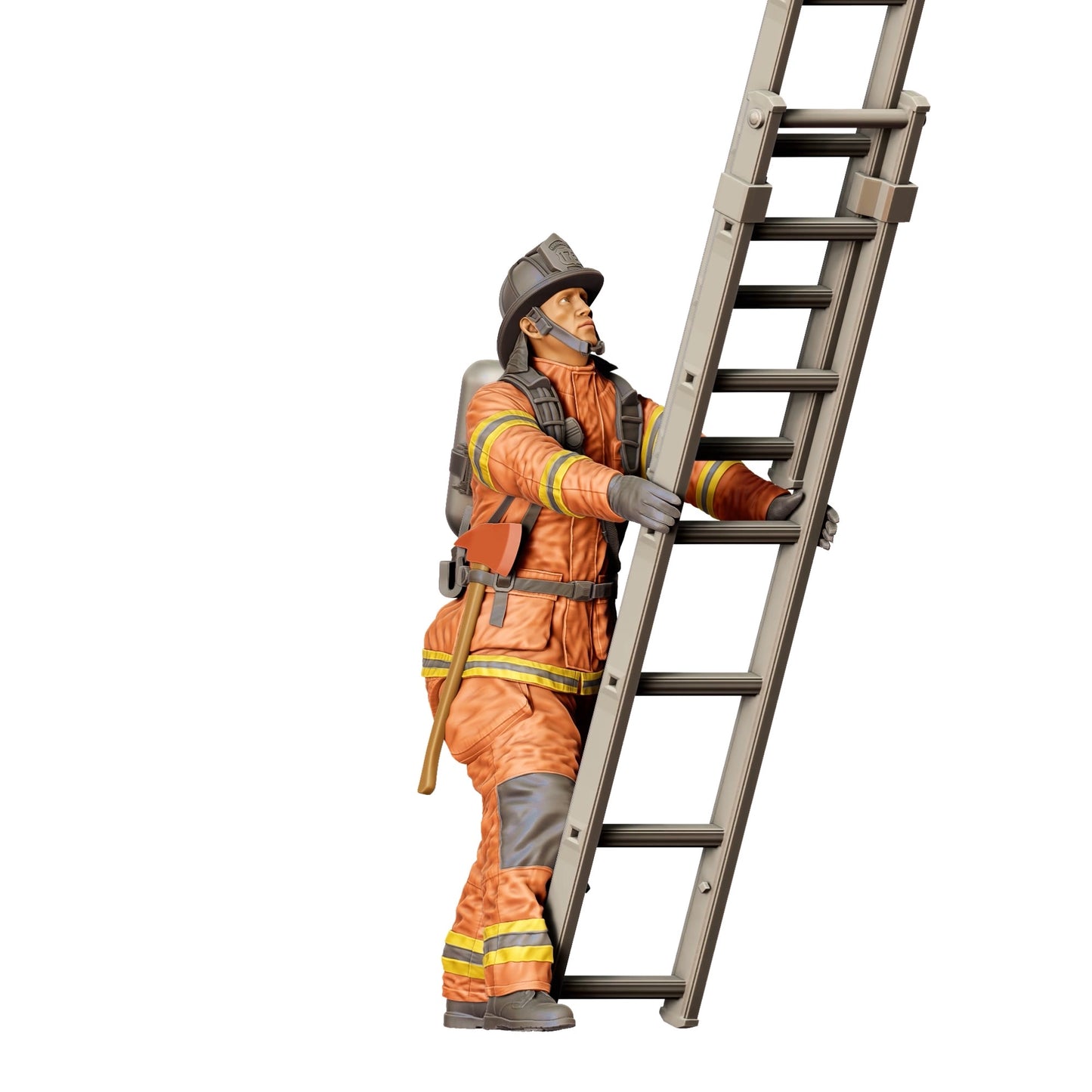 Diorama Modellbau Produktfoto 0: Feuerwehrmann Amerikanisch - Hält Leiter hinten (Ref. Nr. 310)