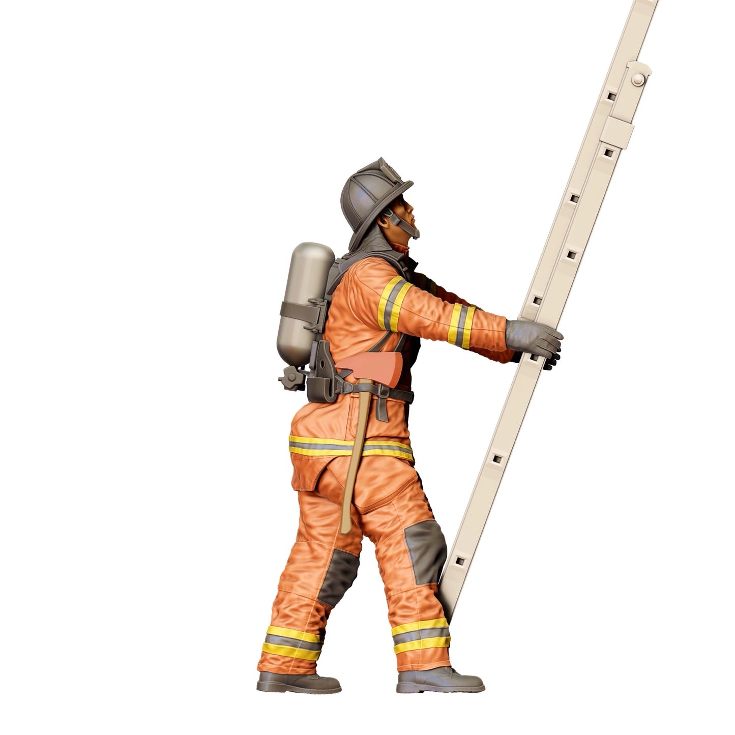 Diorama Modellbau Produktfoto 0: Feuerwehrmann Amerikanisch - Hält Leiter hinten (Ref. Nr. 310)