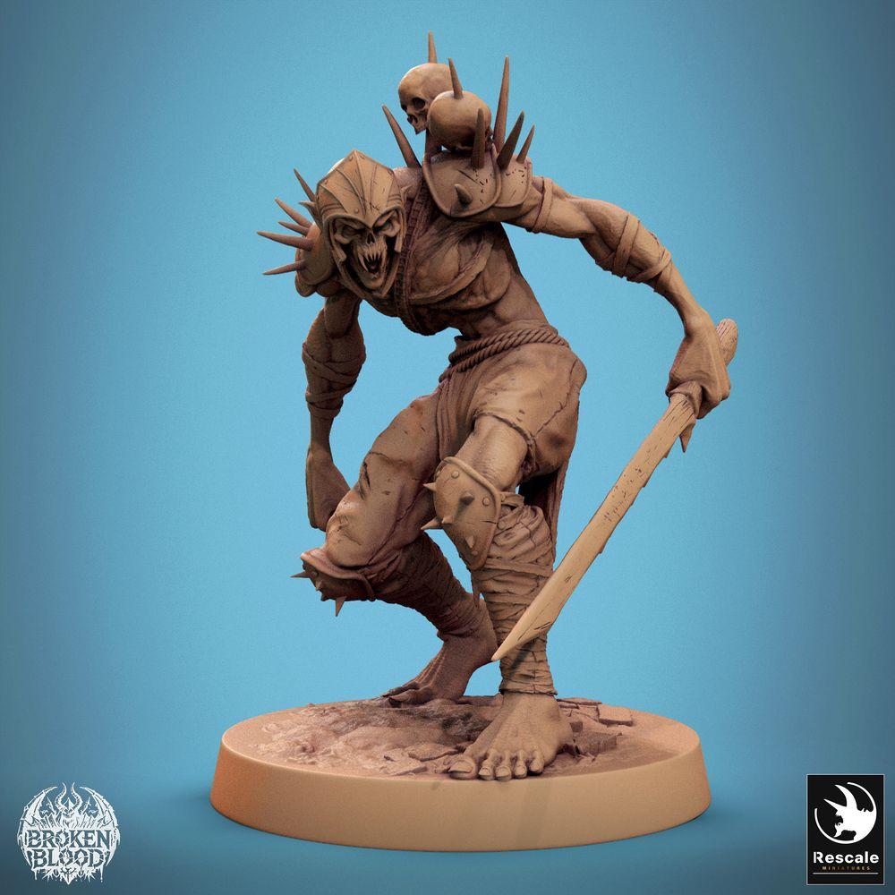 Photo de produit Tabletop 28mm Lord of the Print (LotP) 0 : Miniature Tabletop : Ghoul Ravager, Berserker mort-vivant et Maraudeur avec épée grossièrement forgée, adversaire de donjon, frappeur de bande de guerre (24_11_C7)