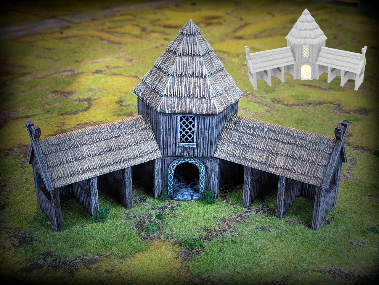Produktfoto Tabletop 28mm Geländeteile, Häuser, Dekoration und Bits von Creation Conquest (CC) 0: Stallungen - Kingdom Of Saxonia - Mittelalterliches Dorf der Pferdeherren