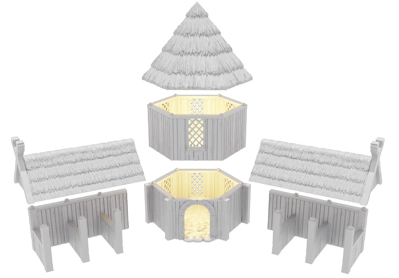 Produktfoto Tabletop 28mm Geländeteile, Häuser, Dekoration und Bits von Creation Conquest (CC) 0: Stallungen - Kingdom Of Saxonia - Mittelalterliches Dorf der Pferdeherren