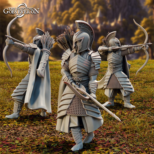 Photo du produit Tabletop 28mm The Printing Goes Ever On (TPGEO) 0 : Archers Haut-Elfes - 3 Guerriers Elfes - Combattants avec arc et flèches
