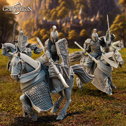 Photo du produit Tabletop 28mm The Printing Goes Ever On (TPGEO) 0 : Soldats Haut-Elfiques - 4 Cavaliers Elfiques - Guerriers montés avec épée et arc