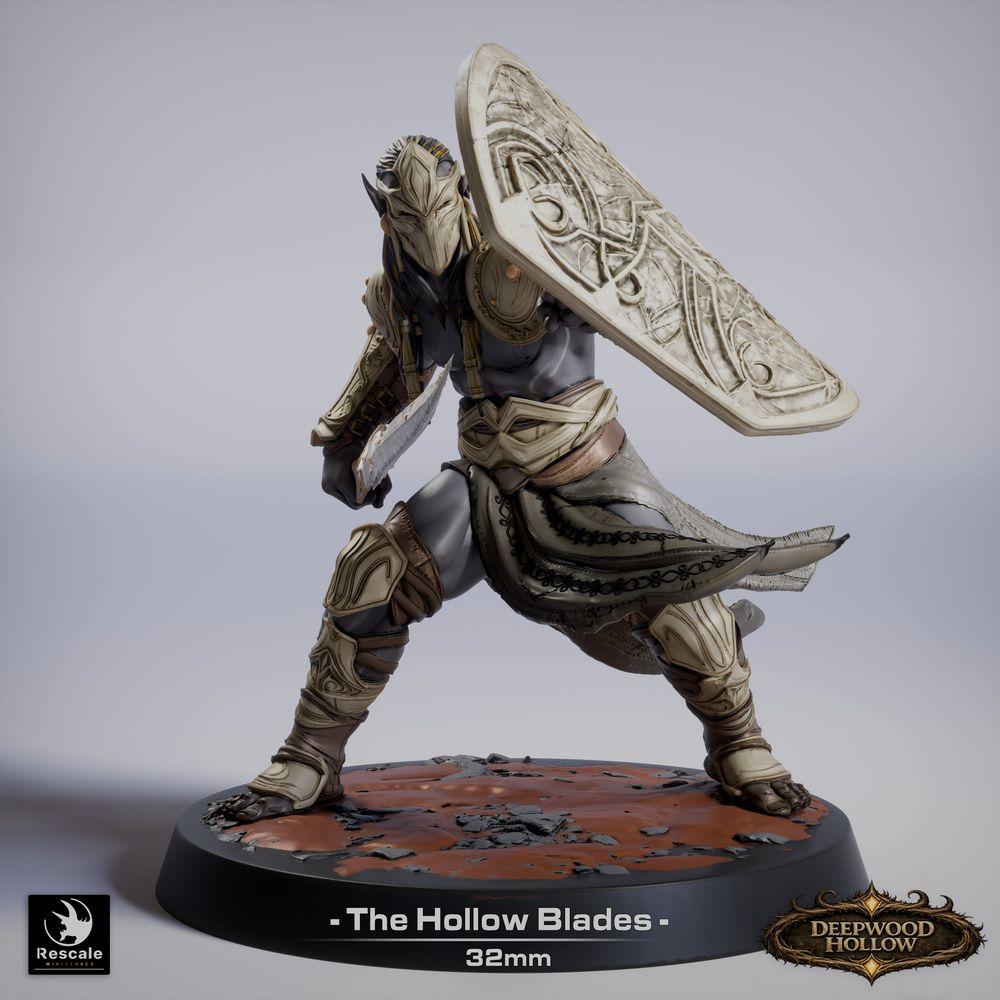 Photo du produit Tabletop 28mm Lord of the Print (LotP) 0: Figur fantastique: Dunkelelf Dark Elf Schildkrieger, Wächter avec grand bouclier et épée courte (26_03_G9)
