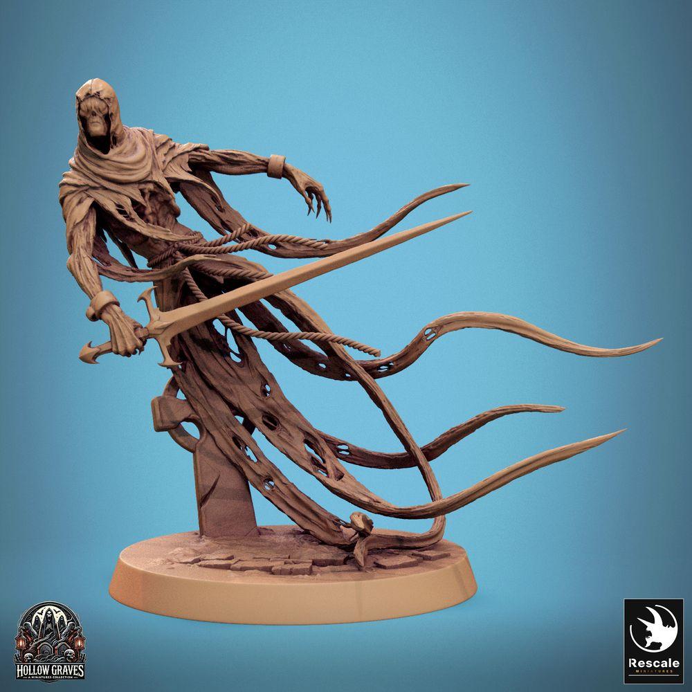 Image de produit Tabletop 28mm Lord of the Print (LotP) 0 : Miniature Tabletop : Guerrier fantôme Wraith avec épée longue, bourreau spectral, combattant fantôme, maître des lames flottant (24_10_A7)