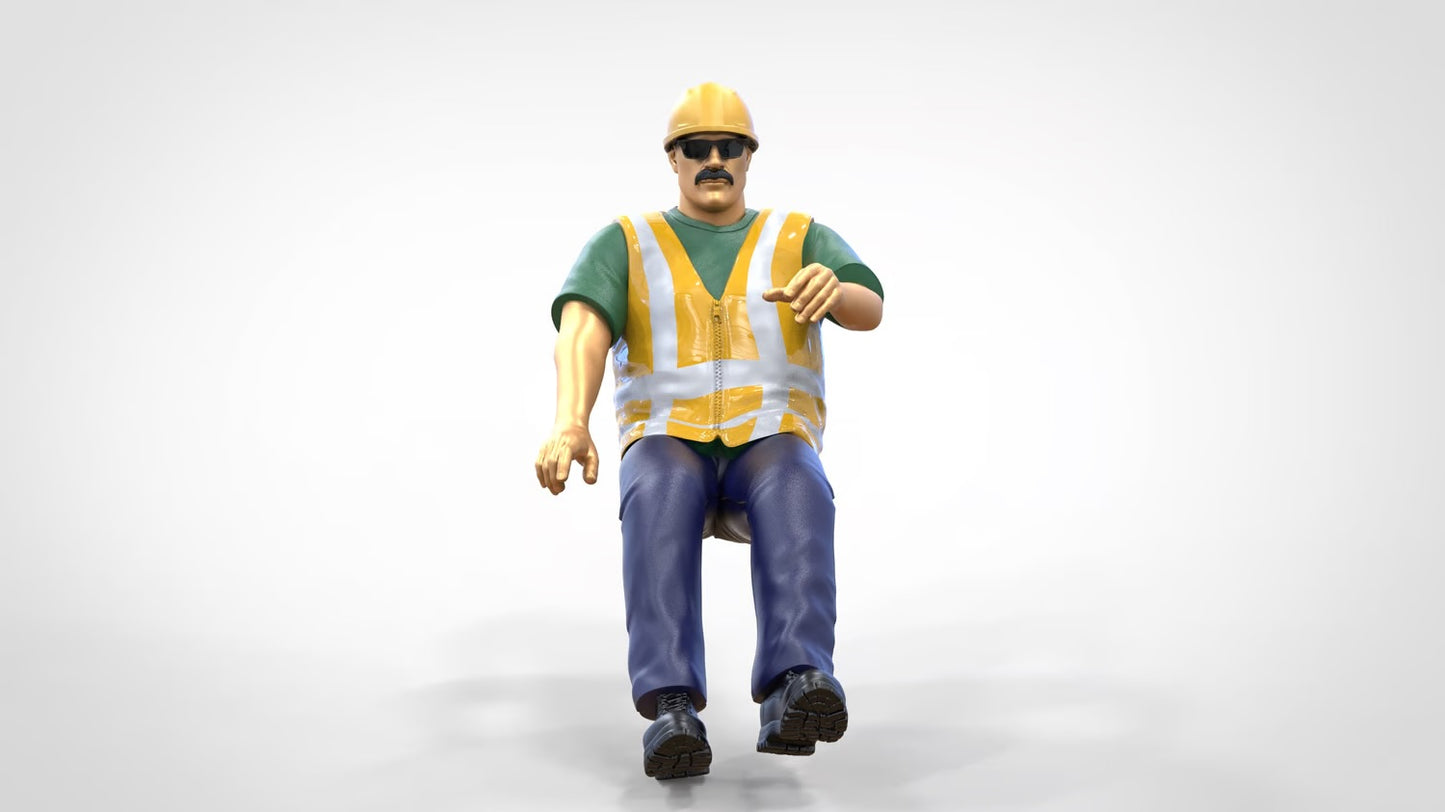 Photo du produit 0 : Conducteur de chantier - Avec casque et lunettes de soleil - Dans le véhicule