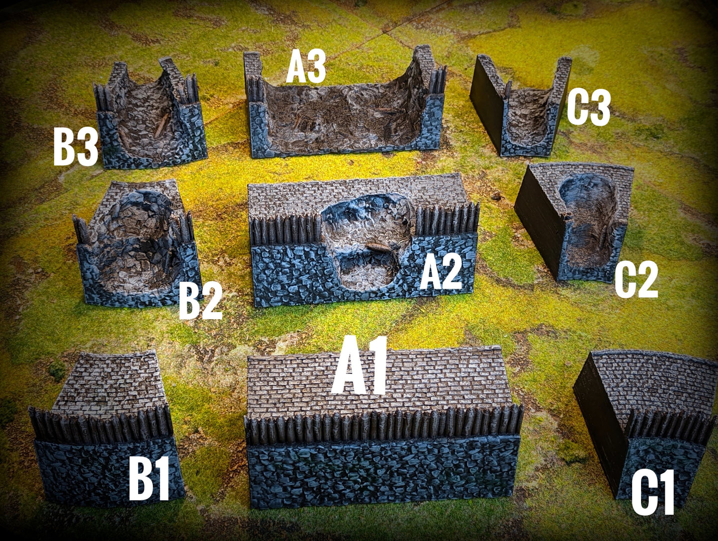 Produktfoto Tabletop 28mm Geländeteile, Häuser, Dekoration und Bits von Creation Conquest (CC) 0: Stadtmauer A2- Kingdom Of Saxonia - Mittelalterliches Dorf der Pferdeherren