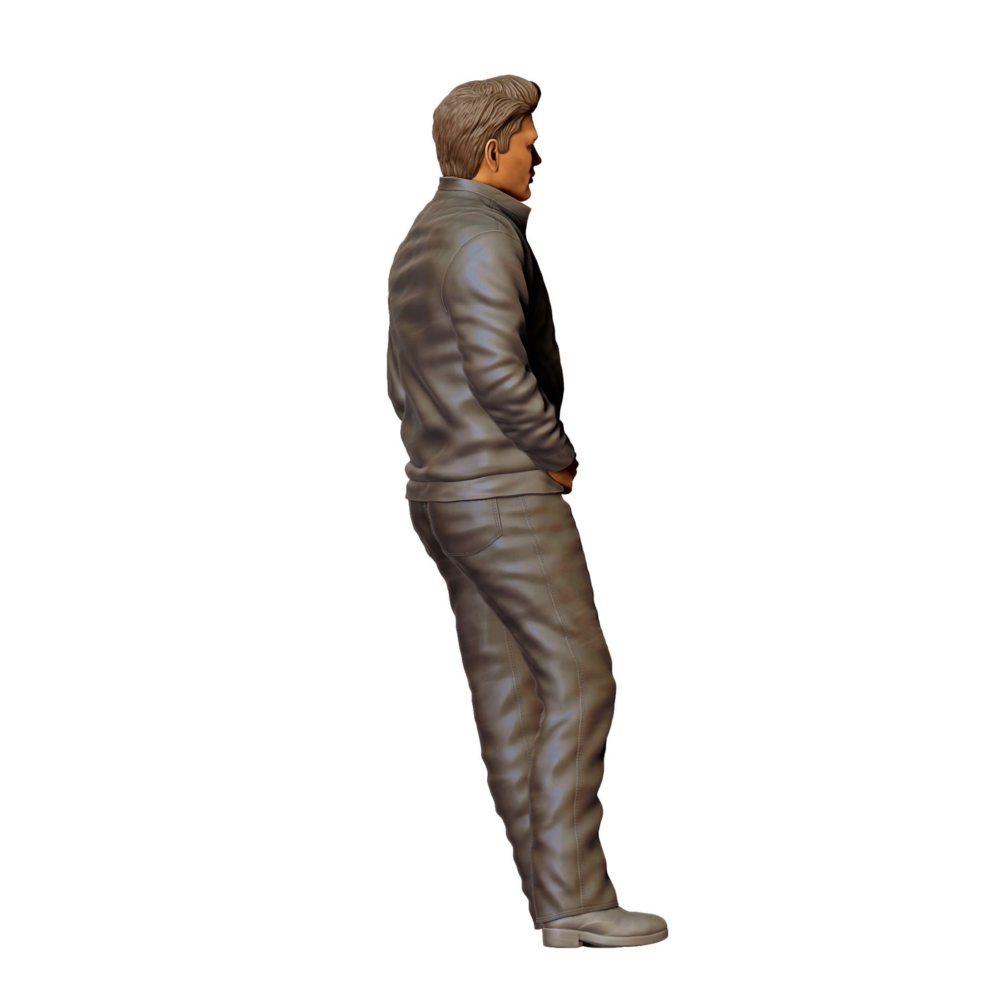 Homme en similicuir avec t-shirt – silhouette à la posture décontractée (réf. n° 408)