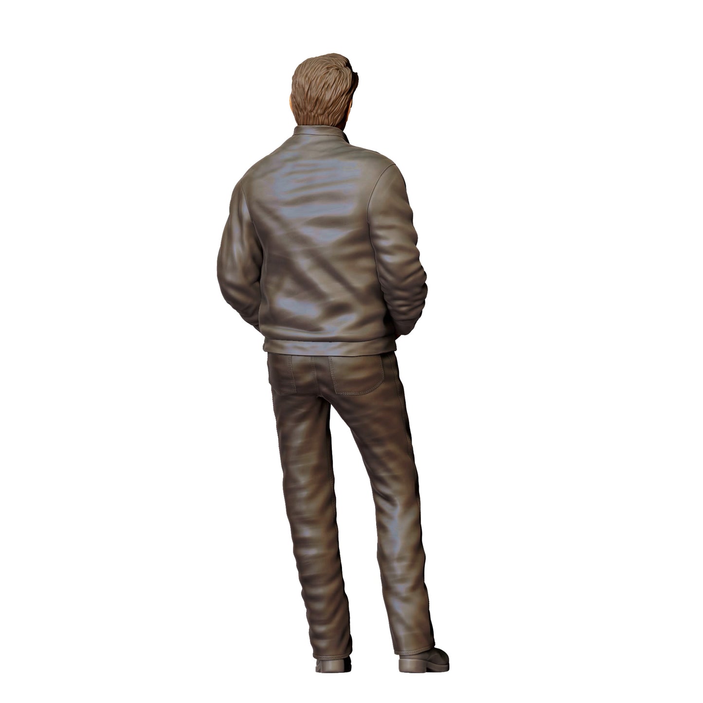Homme en similicuir avec t-shirt – silhouette à la posture décontractée (réf. n° 408)