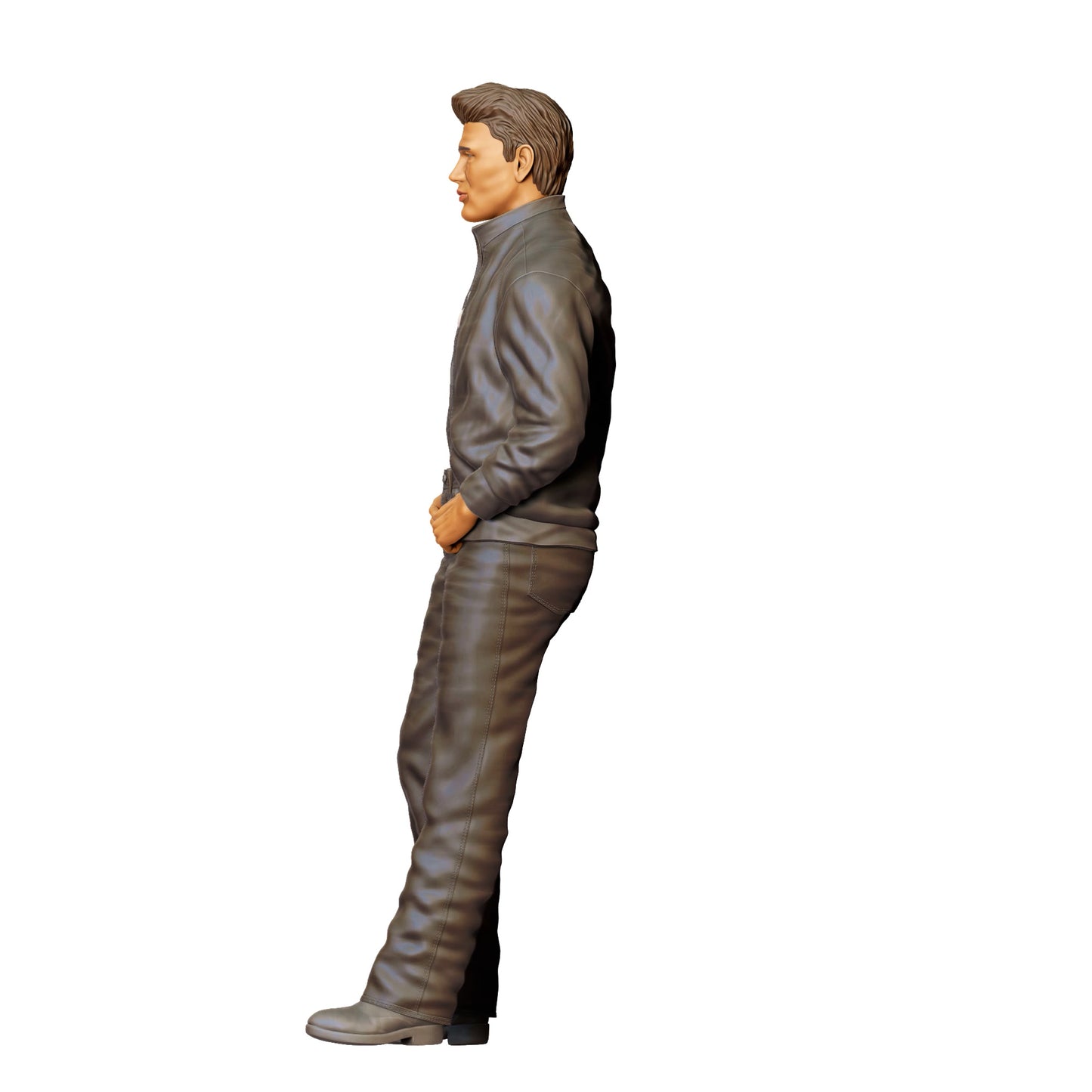Homme en similicuir avec t-shirt – silhouette à la posture décontractée (réf. n° 408)