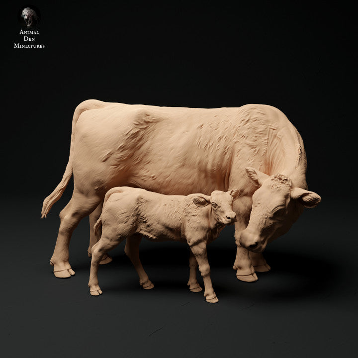 Photo de produit Figurine animale Diorama, modélisme : 0 : Figurine animale de ferme : Vache et veau 2 - Vache Red Devon