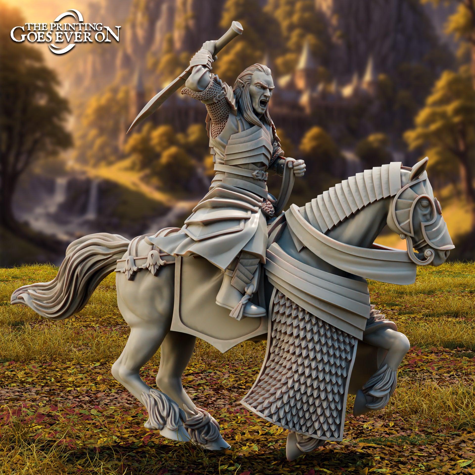Photo du produit Tabletop 28mm The Printing Goes Ever On (TPGEO) 0 : Lord Eleron Haut-Elfe Héros - À pied et à cheval - Vaillant leader des Hauts-Elfes