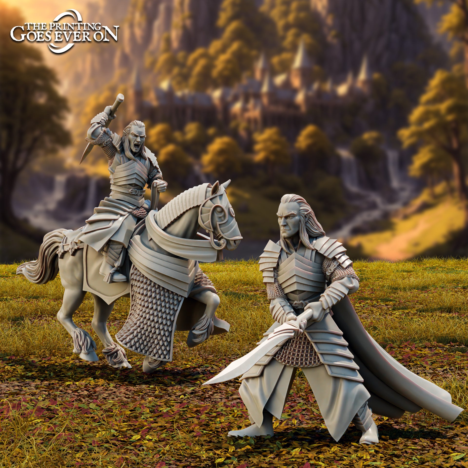 Photo du produit Tabletop 28mm The Printing Goes Ever On (TPGEO) 0 : Lord Eleron Haut-Elfe Héros - À pied et à cheval - Vaillant leader des Hauts-Elfes