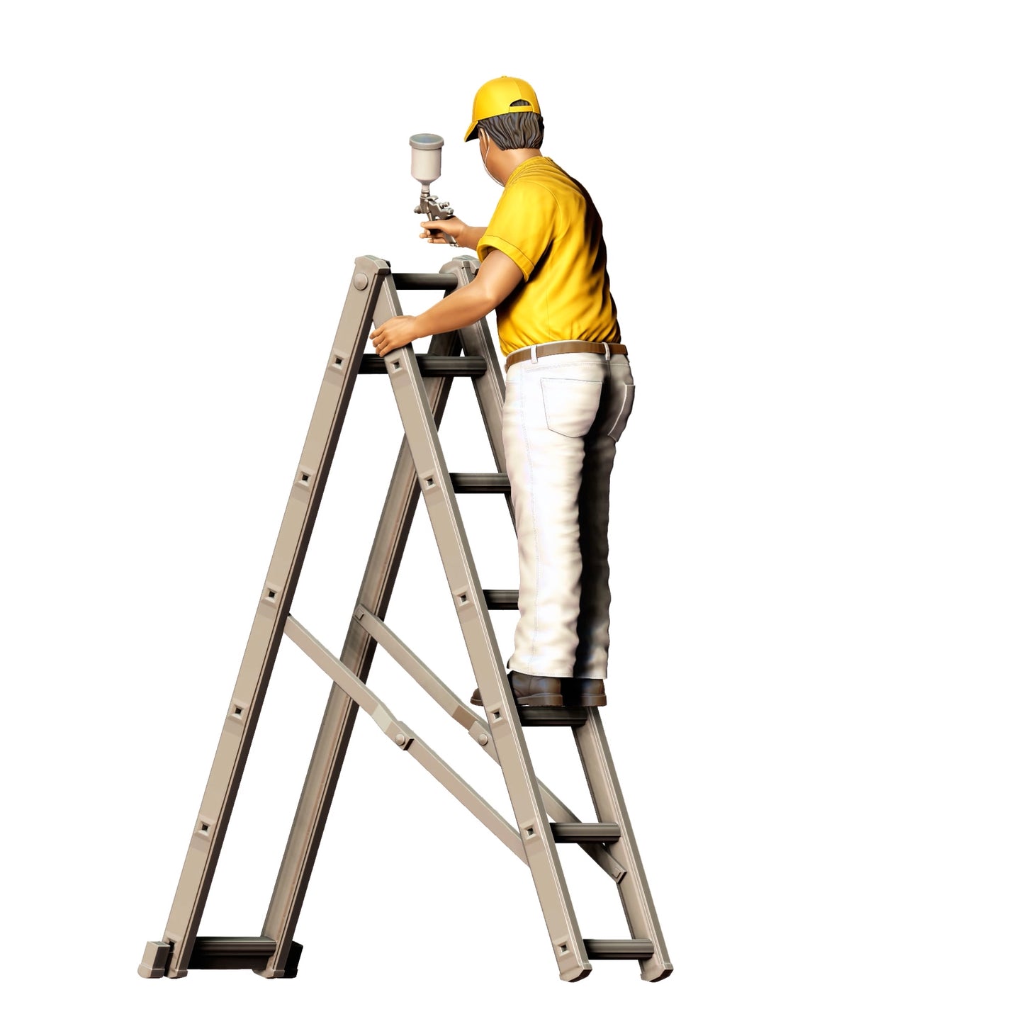 Produktfoto 0: Maler/ Lackierer mit Spraypistole - Handwerker auf Leiter