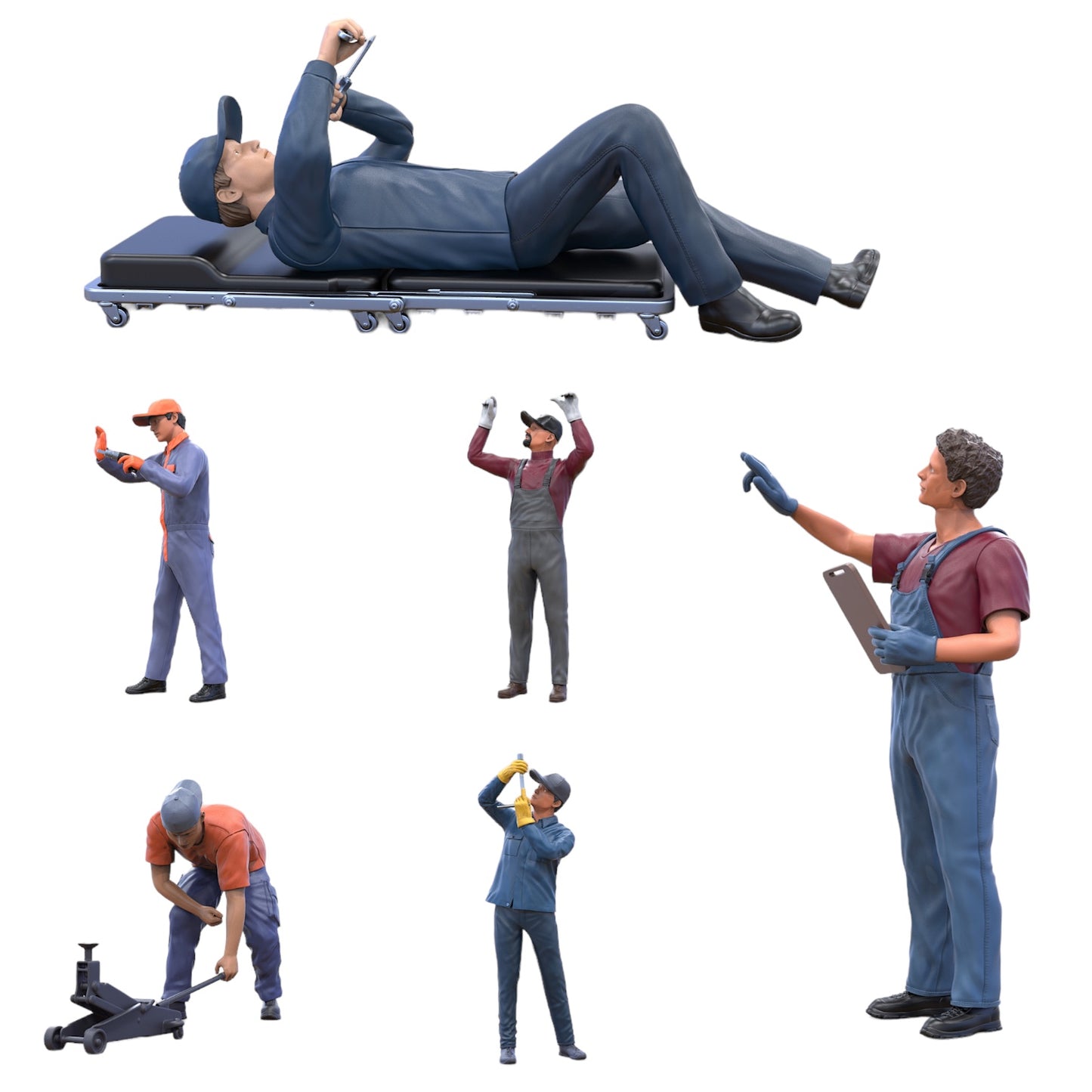 Photo du produit Diorama et modélisme Figurine miniature : Ensemble de mécaniciens, 6 figurines