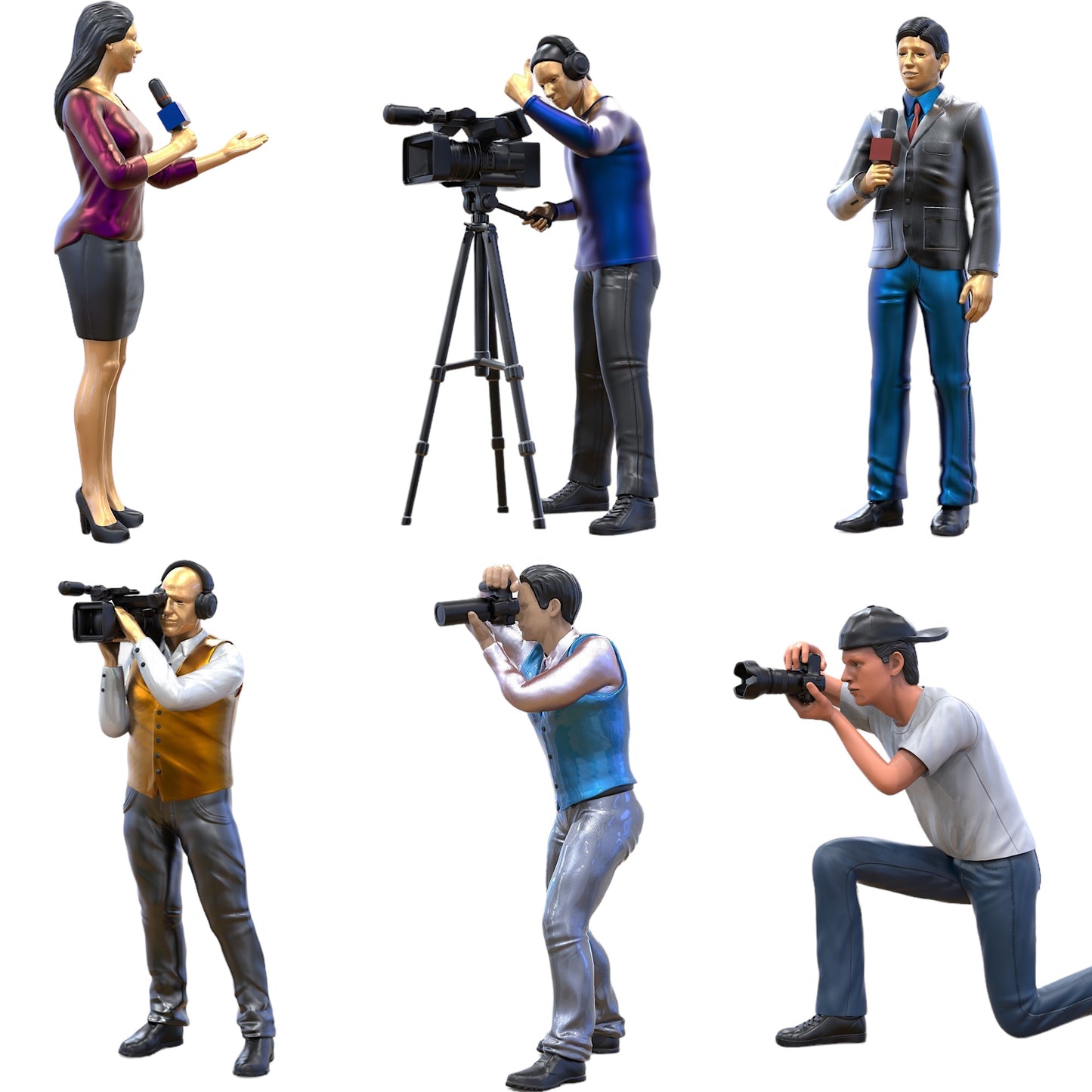 Photo du produit Diorama et modélisme Figurine miniature : Ensemble de reporters, 6 figurines