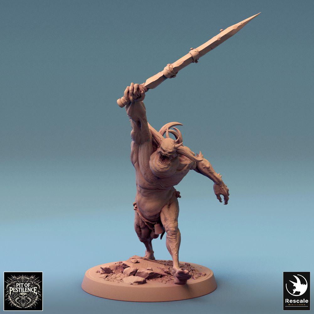 Photo de produit Tabletop 28mm Lord of the Print (LotP) 0 : Miniature Tabletop : Serviteur Putride - Guerrier Démon, Porteur de Lance Tempétueux, Bête Corrompue, Champion Monstre, Leader de Warband (24_08_F1)