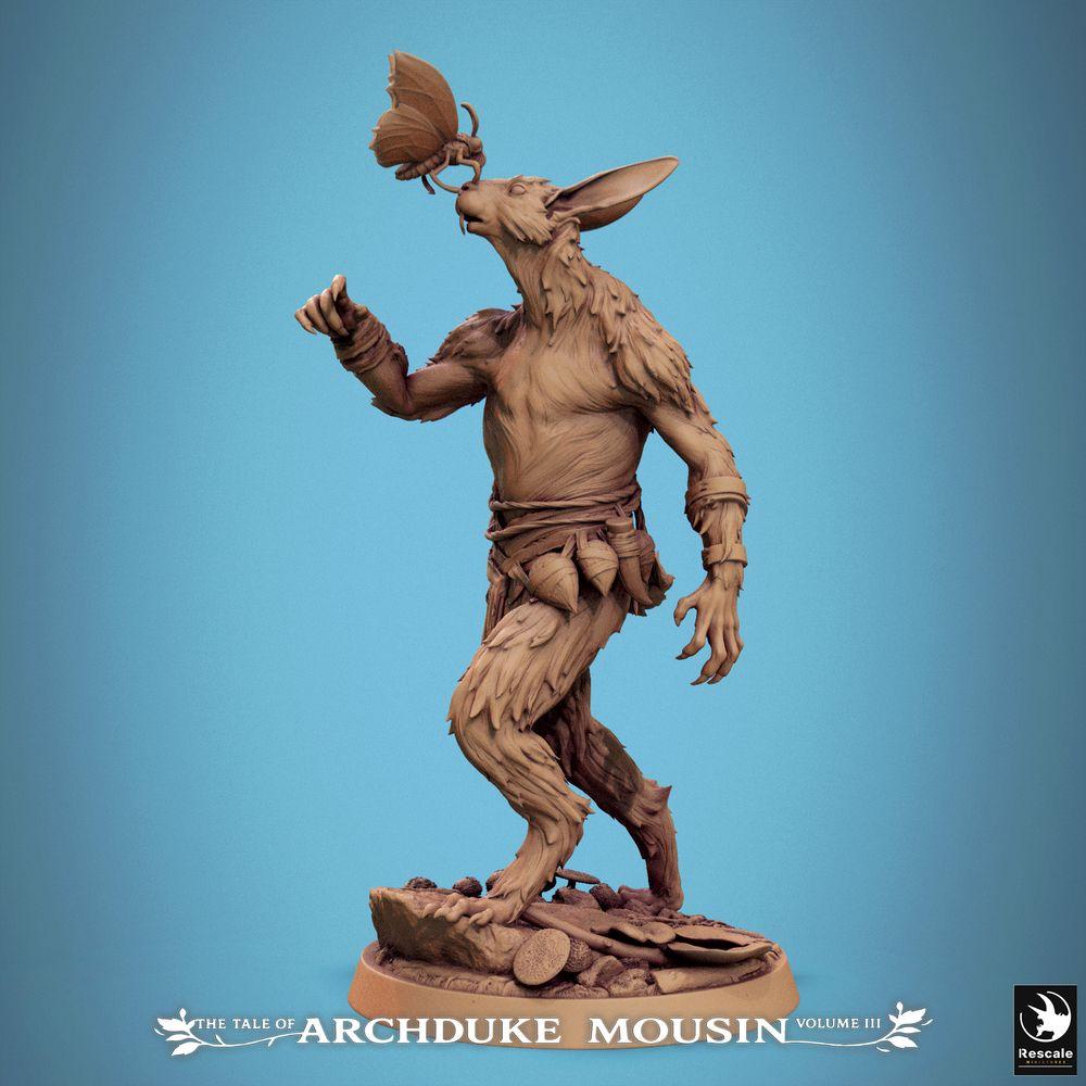 Photo de produit Tabletop 28mm Lord of the Print (LotP) 1 : Miniature Tabletop : Chaman Rat-Homme - Druide Rongeur, Chaman des Bois, Voyant Tribal avec Esprit de Papillon, Leader de Bande, Lanceur de Sorts (25_07_Q29)
