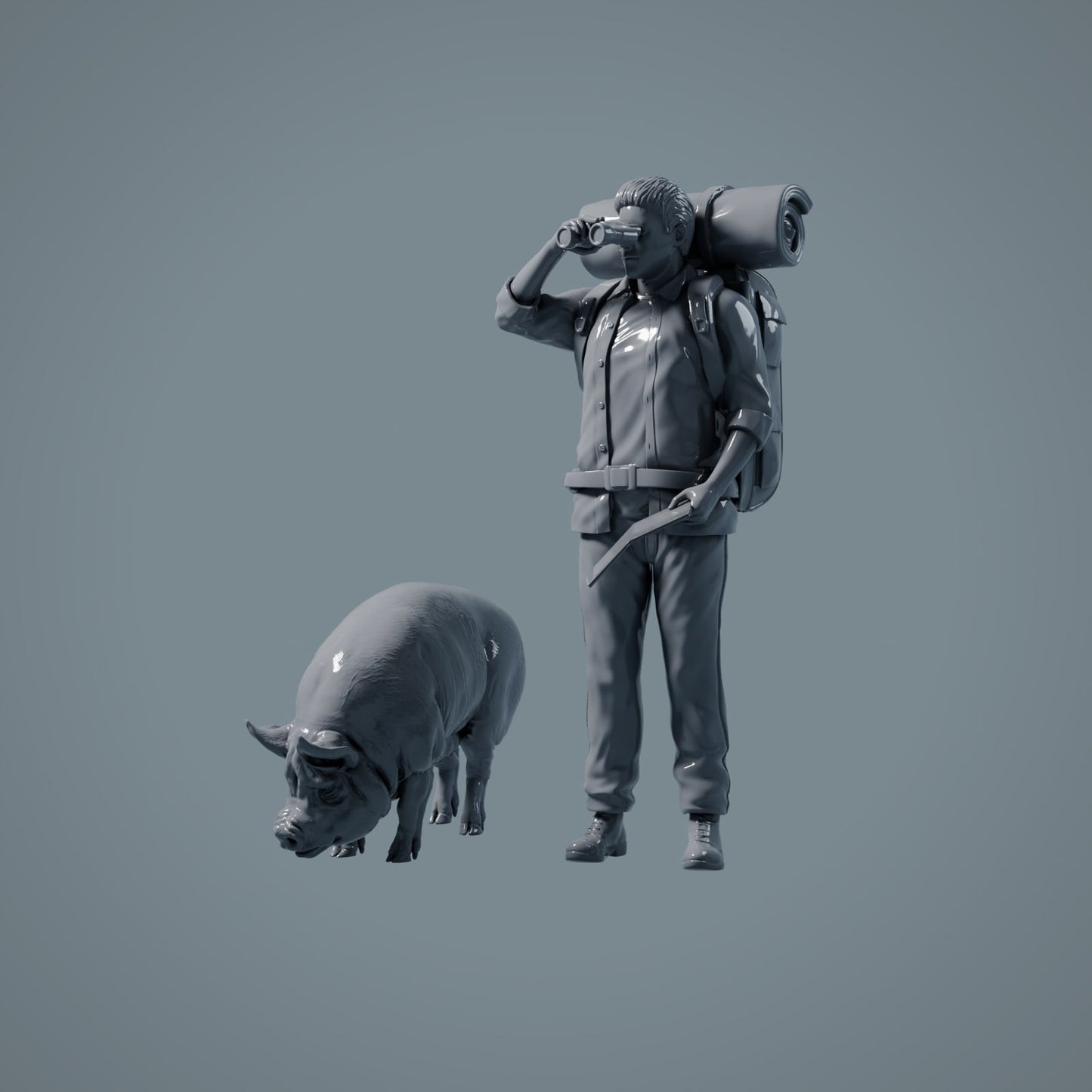 Figurines d'animaux de ferme : Cochon en train de brouter - Berkshire Pig (a036)