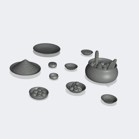 Photo du produit Miniature Meubles, Décoration Diorama et Modélisme 0: À table: 10 assiettes et bols avec pain, céréales et fruits