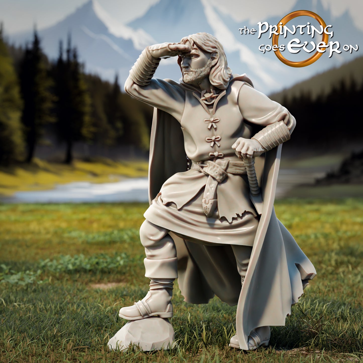 Photo de produit Tabletop 28mm The Printing Goes Ever On (TPGEO) 0: 9 Héros en pose de marche Remasterisé : Compagnons humains, elfes, nains et hobbits - Voyageur